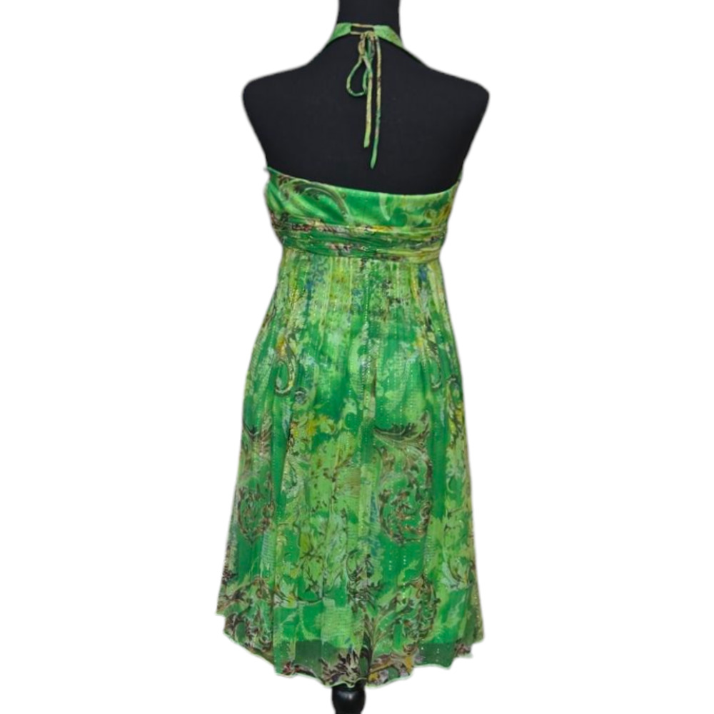 Sue Wong Vintage 100% Silk Emerald Green Halter Dress Size 6 - Picture 2 of 8
